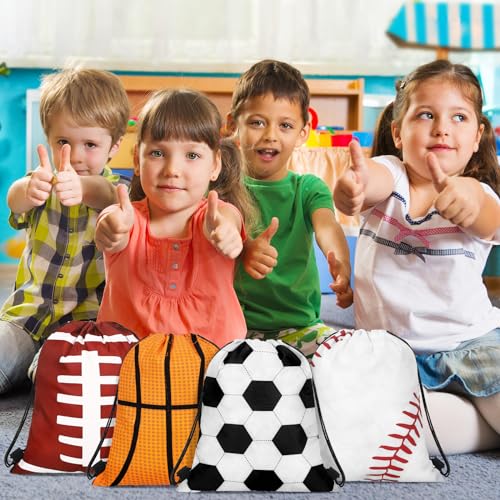 Shappy 12 Pcs 17 Inch Balls Style Drawstring Bag Sports Ball Backpack Drawstring Sack Cinch Bags for Team Gift Party Favors - style: Balls Style