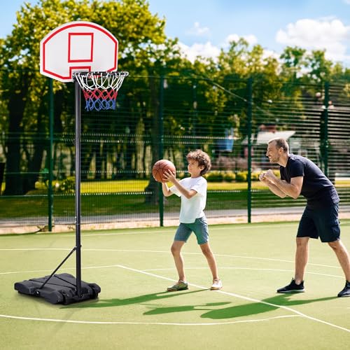 LEMY Basketball Hoop,5.4-7 Ft Kids Portable Basketball Hoop Outdoor,Adjustable Basketball Goal System with Shatterproof Backboard and Larger Base for Kids Youth and Adults in Backyard,Driveway,Indoor