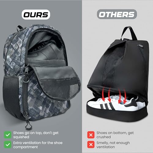 Soccer & Basketball Sports Bag with Ball Pump - Basketball Backpack with Separate Ball & Shoes Holder Compartment, Soccer Basketball Football & Volleyball Bag with Large Capacity - color: Grey, style: With Ball Pump