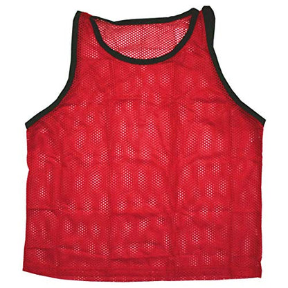 BlueDot Trading Adult & Youth Scrimmage Training Vests for Soccer, Basketball & More – Available in 1, 6, 12, 24 Packs - color: Red, style: Youth 6 Pack