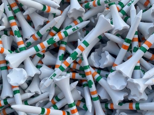 Premium USA Golf Tees – 3¼" or 2¾" Durable Plastic Performance Tees (100 Pack) – Made in USA – Bulk Value Pack - color: Lucky Irish, size: 2 3/4