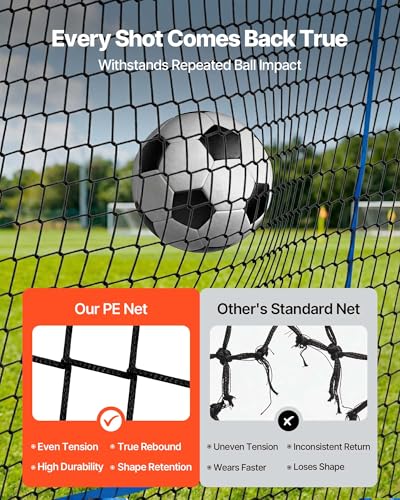 VEVOR Soccer Rebounder Net, Quick-Switch Angle Soccer Goal Rebounder for Control, Passing Practice, Heavy-Duty Iron Frame & PE Net, Easy Setup Ball Training Equipment for Teens&Adults - size: 6x4FT