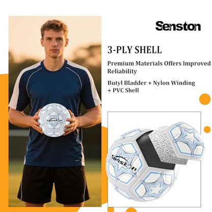 Senston Soccer Ball Size 4 & 5 with Air Pump and Needles - Durable PVC Training Football with Thickened Nylon Winding and Butyl Bladder for Shape Retention - High Value Soccer Set - color: gray, size: size 5