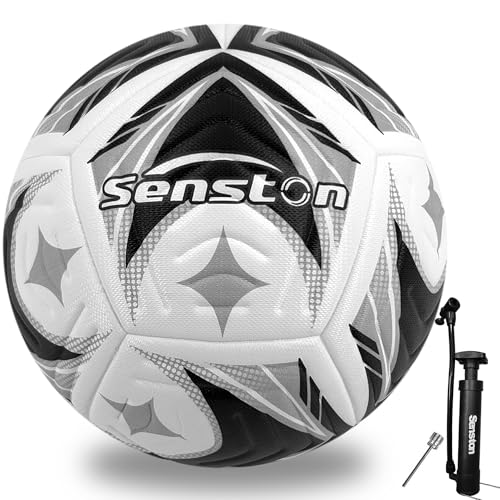 Senston Soccer Ball Size 5 -Official Match Weight-Youth & Adult Soccer Players - Air Pump Included - color: black