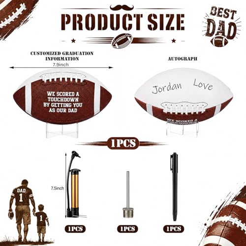 4 Pcs Autograph Football Soccer Gift Blank Signature Official Size Footballs Gifts with Acrylic Stand and Signature Pen Pump Two Tone Panels for Coach Gifts Anniversary Birthday - style: Father's Day