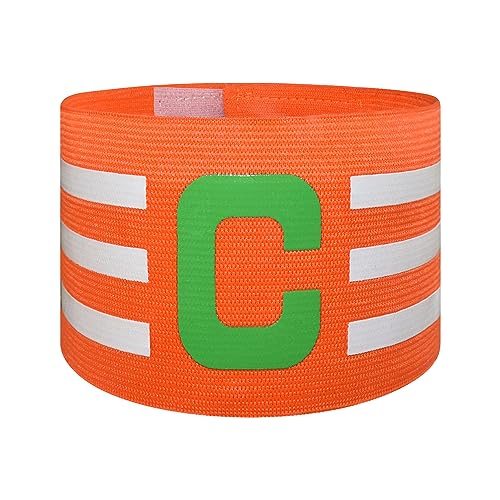 Sports Captain C Arm Band for Team Training, Unisex Elastic Soccer Captain Armband Adjustable Outdoor Football Player Captain's ArmBands for Adult - color: Orange