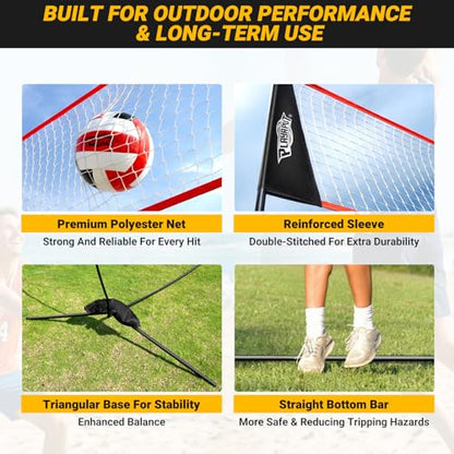 20FT Volleyball Training Net, Height Adjustable Volley Ball Nets for Hitting,Serving Spiking Practice,Portable Volleyball-Net for Beach Indoor Outdoor Bacyard| with Carryingbag & Sandbags