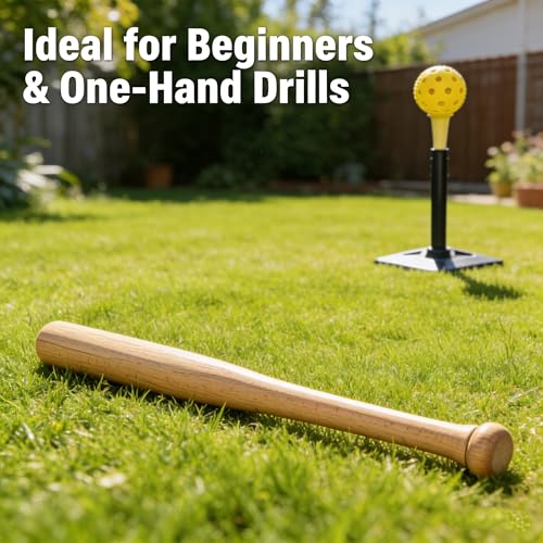 17-Inch Mini Wood Baseball Bat - Premium Hardwood One Hand Training Bat, Compact Personal Home Utility Tool for Home and Car Emergency Truck Tire Thumper, Handheld Practice Bat for Beginner & Adults