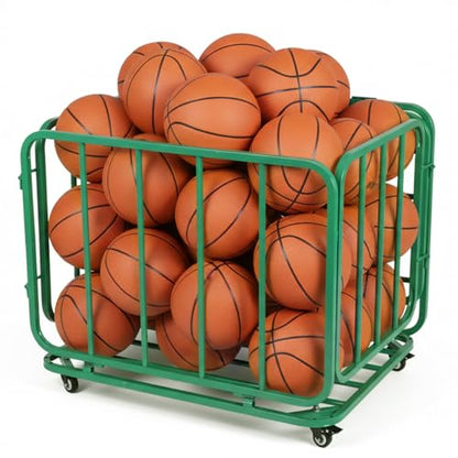 Basketball Or Volleyball Storage Ball Cart with Wheels & Lid Rolling Sports Ball Storage Cart for Gyms Schools Clubs Indoor and Outdoor