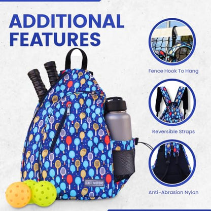 Pickleball Bag for Men & Women Pickleball Backpack - Adjustable Sling Bag/Crossbody with Fence Hook - style: Paddles