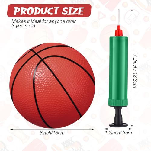 Leitee 30 Pcs 6 Inch Mini Basketballs with Pump Mini Hoop Outdoor Basketball Set for Toddlers Kids Replacement for Beach Pool Sports Beginner Ball Arcade Games Indoor Party Favors(Coffee Red)