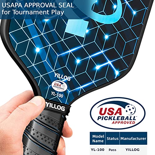 YILLOG Pickleball Paddles, USAPA Approved Pickleball Paddle Set of 4, Fiberglass Surface Pickleball Set, 4 Pickleball Balls, 4 Cooling Towels, Pickleball Bag, Pickle Ball Paddle for Men Women