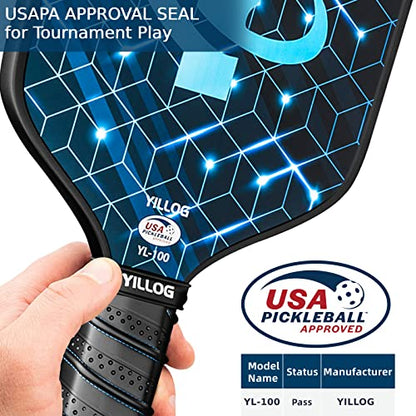 YILLOG Pickleball Paddles, USAPA Approved Pickleball Paddle Set of 4, Fiberglass Surface Pickleball Set, 4 Pickleball Balls, 4 Cooling Towels, Pickleball Bag, Pickle Ball Paddle for Men Women