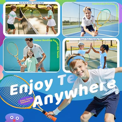 AboveGenius Kids Tennis Racket Set, 21/23/25 inch Tennis Racket for Toddler Youth Starter Kit, 3 Balls, 2 Lightweight Racquets with Easy Carrying Shoulder Strap Bag - size: 25 inch