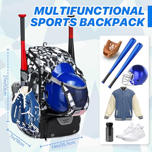Softball Bag,Softball Bat Bag For Youth Adults,Baseball Bag with Fence Hook for TBall Bat & Equipment,Lightweight Baseball Bat Backpack with Shoe Compartment,Large Main Compartment for Helmet - color: Black camouflage
