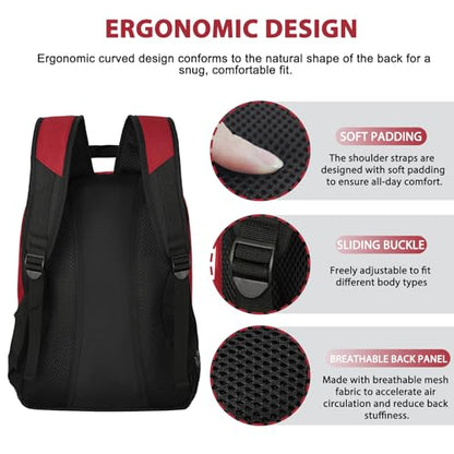 LARIPOP Soccer Backpack with Ball Holder & Shoe Compartment Large Capacity Youth Sports Bag for Training - color: Dark red