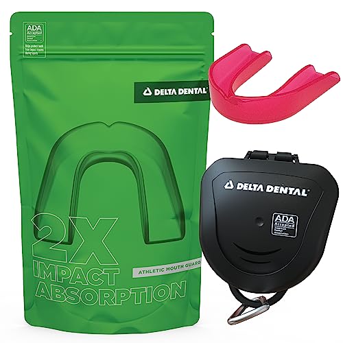 Delta Dental Athletic Sports Mouth Guard - ADA Accepted - 2X The Impact Absorption - Works with Braces 1 Pack No Strap (Youth, Pink No Strap) - color: Pink, size: Youth