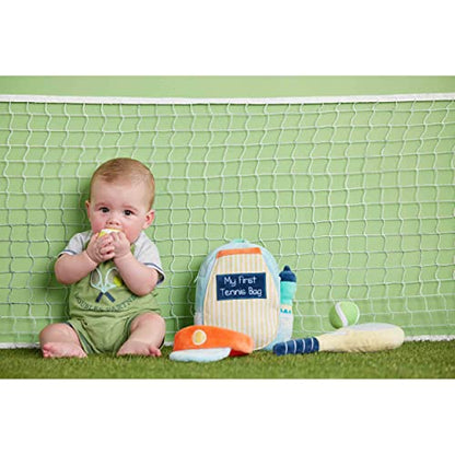 Mud Pie My First Tennis Bag Plush Set, Toddler Tennis Toy with Racket, Balls, Water Bottle and Visor, 18M+