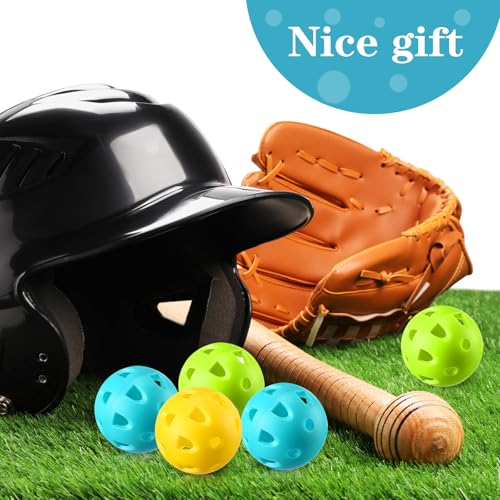 VioraWhite 48 Pack Mini Practice Baseballs 1. 65 Inch Small Baseball Training Lightweight Hollow with a Drawstring Bag for Hitting, Batting Training Use - color: Green,Yellow，blue,