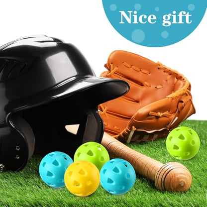 VioraWhite 48 Pack Mini Practice Baseballs 1. 65 Inch Small Baseball Training Lightweight Hollow with a Drawstring Bag for Hitting, Batting Training Use - color: Green,Yellow，blue,
