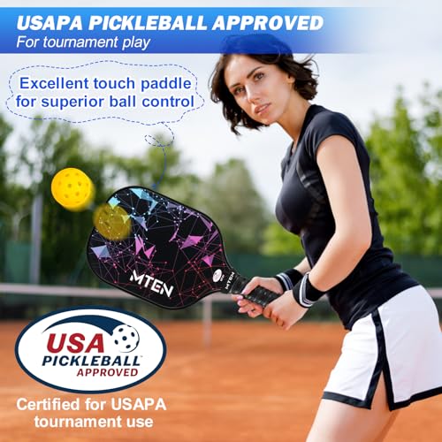 Pickleball Paddles Set of 2 or 4, or Single Paddle – USAPA Approved Fiberglass Surface Pickleball Rackets Set for Men & Women - color: Black*4