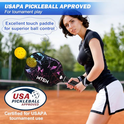 Pickleball Paddles Set of 2 or 4, or Single Paddle – USAPA Approved Fiberglass Surface Pickleball Rackets Set for Men & Women - color: Black*4