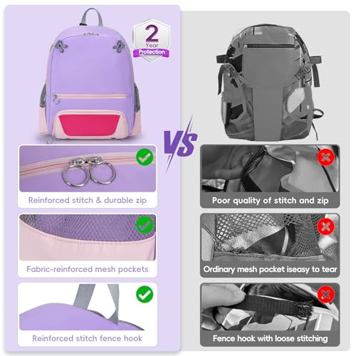 KAVIGOR 2026 Youth Baseball & Softball Bag | Ultra-Light Tball Backpack with Shoe Compartment & Helmet Holder | Skin-Soft Fabric - color: Berry Purple
