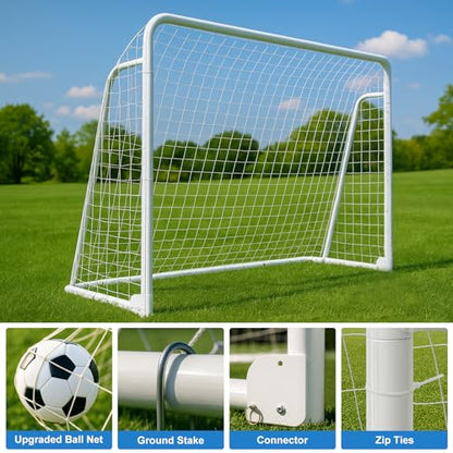 MOPHOTO Soccer Goal, 6X4/8x6/10x6.5/12x6/16x7/18.5x6.5/21x7/24x8ft Soccer Goals for Backyard, Full Size Soccer Goal for Teens & Adults Training - size: 8x6FT, style: Steel - Foldable
