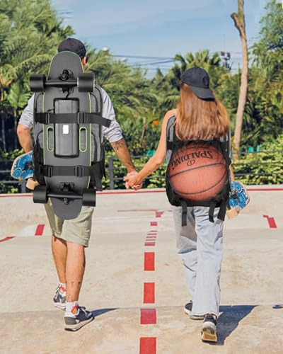 WOLT Skateboard Backpack, 15.6 Inch Laptop Backpack for Men Women, Sports Backpack with Ball Holder - color: Grey