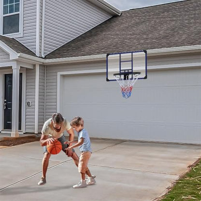 Wall-Mounted Basketball Hoop, 35 X 24 Inches Shatterproof Back, Folding Hoop, Durable and All-Weather Mesh for Indoor and Outdoor Use
