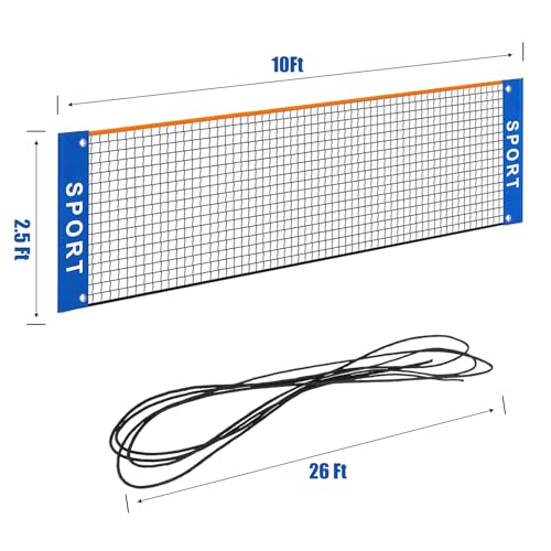 10 ft Mini Portable Soccer Tennis Net | Pickleball Net for Driveway Backyard. Easy Assemble Beach Tennis Net -（Only Net）