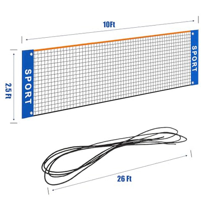 10 ft Mini Portable Soccer Tennis Net | Pickleball Net for Driveway Backyard. Easy Assemble Beach Tennis Net -（Only Net）