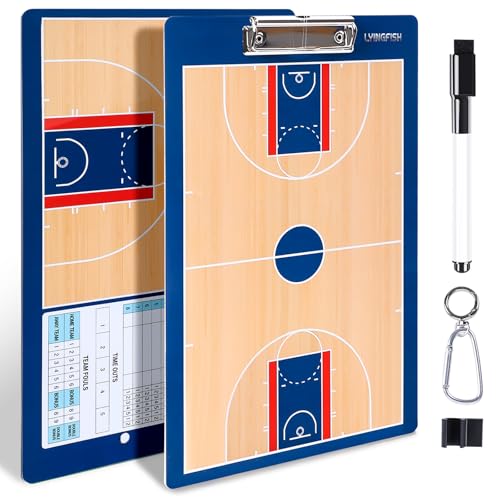 Basketball Dry Erase Coaches Clipboard，Waterproof Basketball Clipboard for Coaches Double-Sided Basketball White Board for Coaches Writable and Erasable Basketball Dry Erase Board for Coaches （Blue）