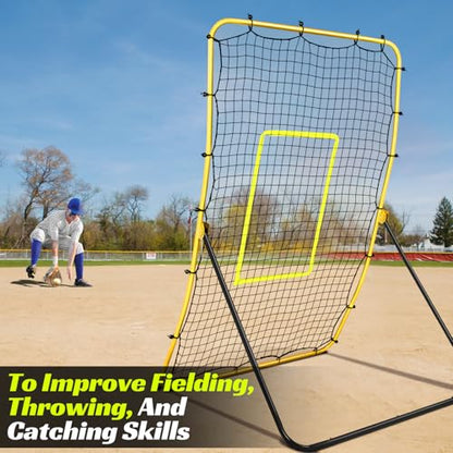 JASCOPRO Baseball Rebounder Net – Adjustable Pitchback Trainer for Solo Fielding,Throwing, Pitching Practice, Durable Steel Frame with 5 Angles, Softball Rebound Net Simulates Grounders & Fly Balls