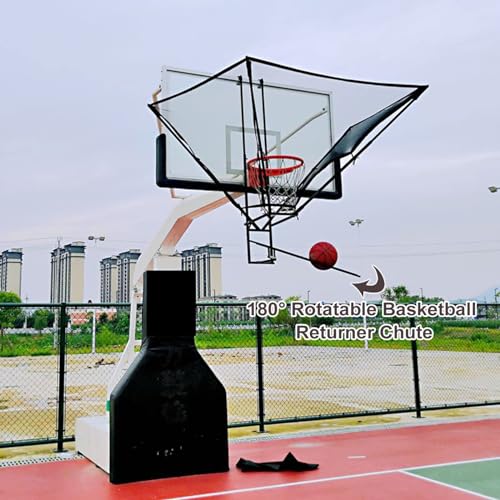 Basketball Shooting Machine Upgraded Hanging Basketball Rebounder Attachment, Heavy Duty Basketball Shot Returner Net System for Hoop, Metal Rotating Return Chute