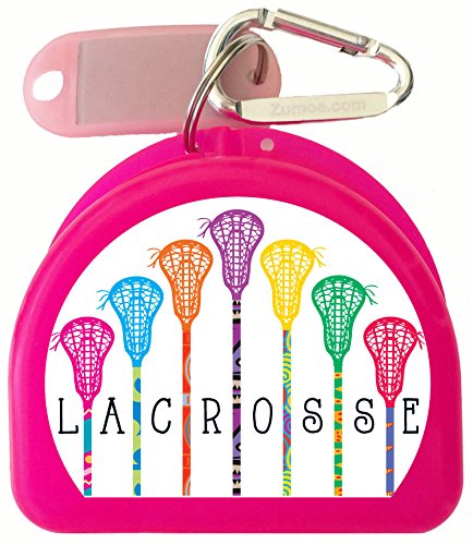 Lacrosse 7 Standing Sticks Retainer and Mouthguard Case with Carabiner, Durable Mouthguard Case for Sports, Retainer Holder for Travel and Protection, Ideal for Secure Storage - Pink - color: Pink