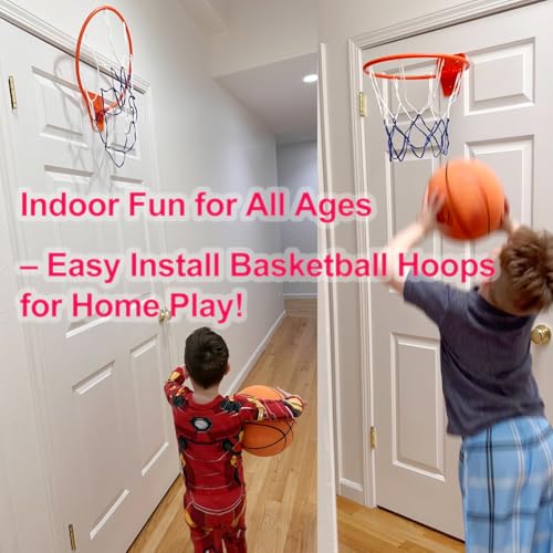 Indoor Silent Basketball Hoop, Compatible with Size 7 Basketball (No Ball Included), Foldable Adhesive Wall-Mount No-Drill Hoop for Bedroom, Office & Home, Space-Saving Design
