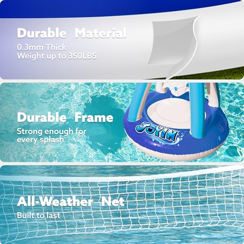 JOYIN Inflatable Volleyball Net & Basketball Hoops Pool Float Set; Balls Included for Kids/Adults, Summing Pool Game, Floating, Summer Floaties, Volleyball Court |Basketball,L-Dark Blue - color: Dark Blue, size: Large