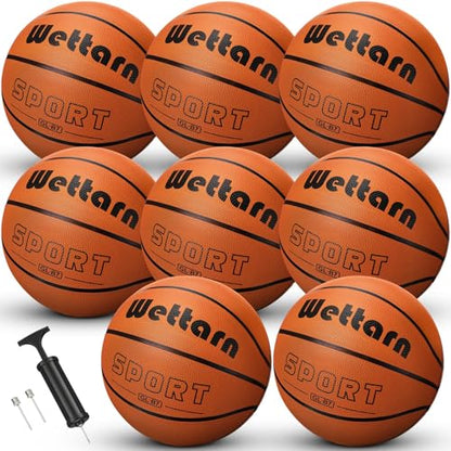 Wettarn Rubber Training Basketball with Pump Street Ball Made for Teens Adults Indoor and Outdoor Game Gym Training Competition Basketball Games - size: Size 7
