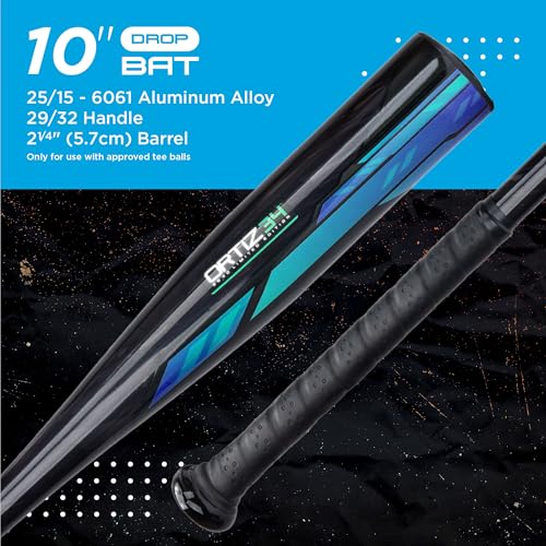 Ortiz34 Youth T-Ball Set, 25” Signature Aluminum T-Ball Bat with -10 Drop, Foam Core T-Ball, 9” Lightweight Youth Glove, Vibrant Graffiti Print