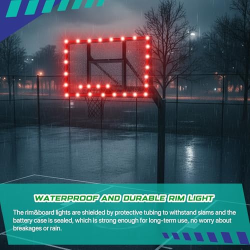 Waybelive LED Basketball Hoop Lights, Remote Control Basketball Rim LED Light, 16 Color Change by Yourself, Waterproof, Super Bright to Play at Night Outdoors, Good Gift for Kids - style: LED Basketball Rim&Backboard Light