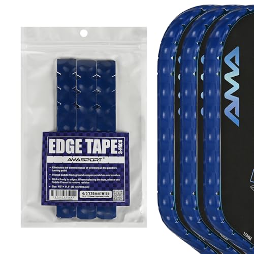 PICKLETECH Pickleball Paddle Protection Tape - Paddle Head Edge Guard - Racket Edge Protection Tape -Fit Perfectly Curved Edge -No Wrinkling - color: Blue Grid, size: Width 20mm