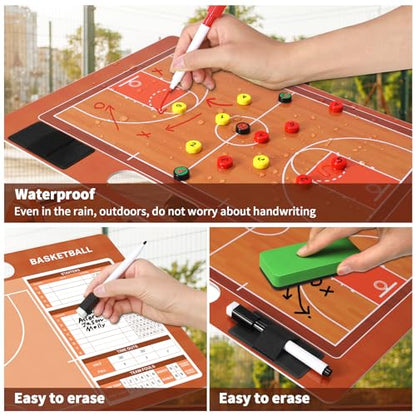 Magnetic Coach Marker Boards, Dry Erase Double-Sided Coach Lineup Clipboard, Coaches Gift, Fit for Basketball, Football, Soccer, Baseball - style: Basketball