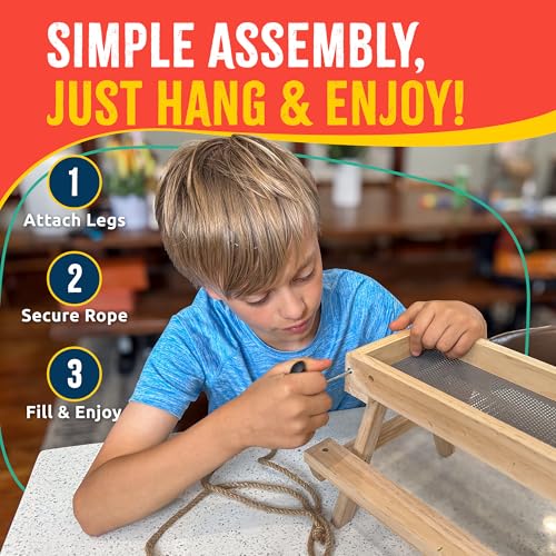 SparkJump Picnic Table Bird and Squirrel Feeder Kit, DIY Woodworking Project for Kids and Families, Complete Tools and Paint Set, FSC-Certified Sustainable Wood, Backyard Nature Activity, Ages 6+