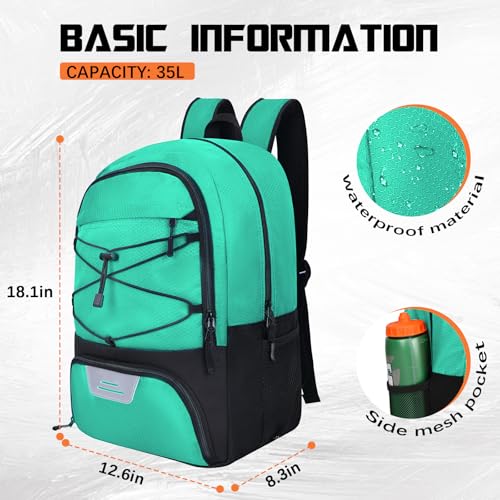 Goloni Soccer Backpack Bag with Separate Ball & Cleat Shoe Compartment,Sports Gym Backpack for Teen Girls Boys Men Women Kids - color: Light Sky Blue