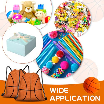 16 Pieces Basketball Gift Bags Basketball Drawstring String Bag Sports Backpack Ball Drawstring Party Favor Bags for Sports Storage Party Decorations - style: Basketball
