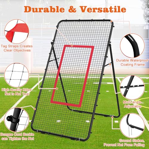 Adjustable Volleyball Rebounder Net 7x4 FT, Steel Frame & High-Tension PE Netting, Durable & Portable Volleyball Training Equipment Practice for Improving Volleying, Bumping, Spiking Skills