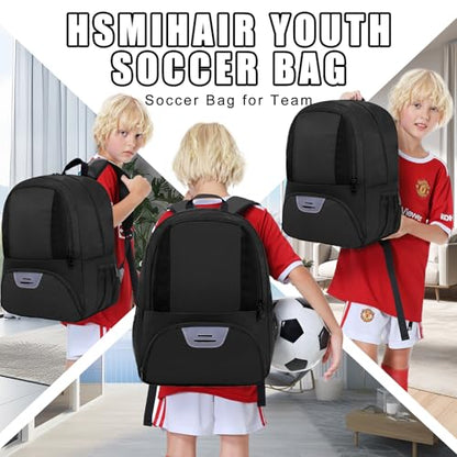 Hsmihair Soccer Bag,Youth Soccer Backpack, Football Volleyball Basketball Backpack fo,Sport Equipment Bags with Shoe compartment