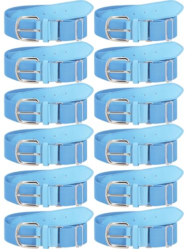 12 Pieces Baseball Belts Bulk Softball Belts Packs Leather Belt Adjustable Softball Belt Stretch Sports - color: Light Blue, size: Adult Size