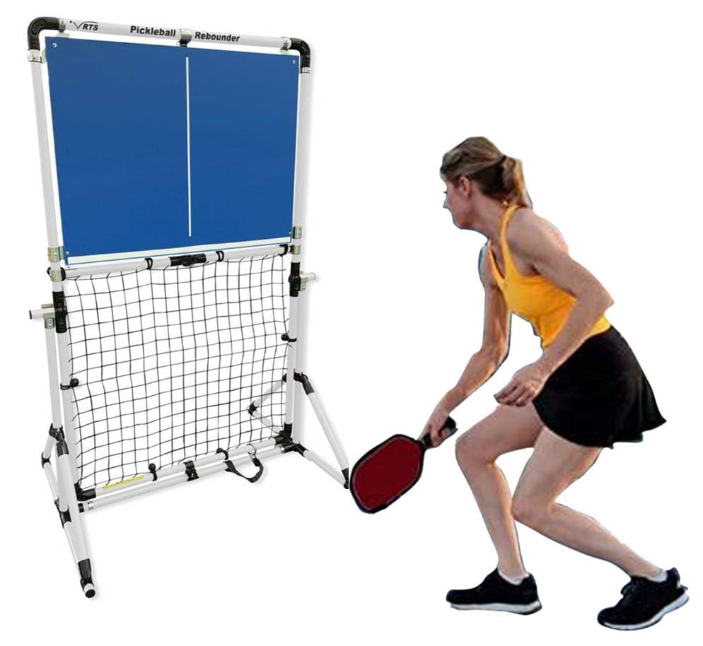 Portable Pickleball Rebounder | 3 Panel Angle Positions | Trainer for Practice Dinks & Drills | Adjustable Panel Angles - color: White Frame and Blue Panel